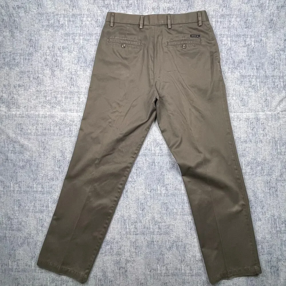 Dockers D2 Straight Fit Chino Pants Men’s 34x32 Gray Flat Front 100% Cotton